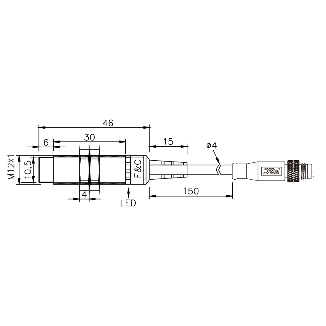 F3C-12EN04-N/15D M12 габариты